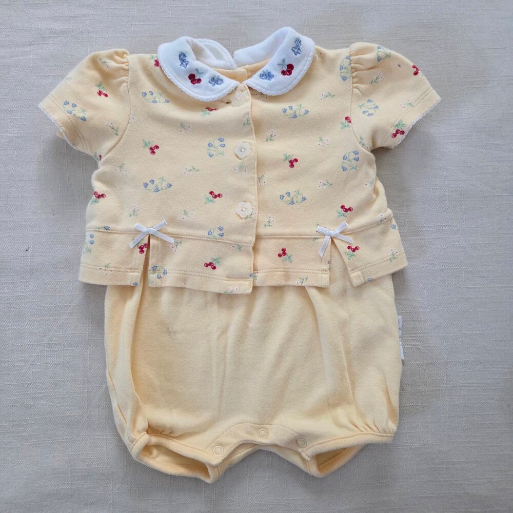 Vintage 2-Piece Cherry Floral Cotton Set 3-6 months - Picture 1 of 4
